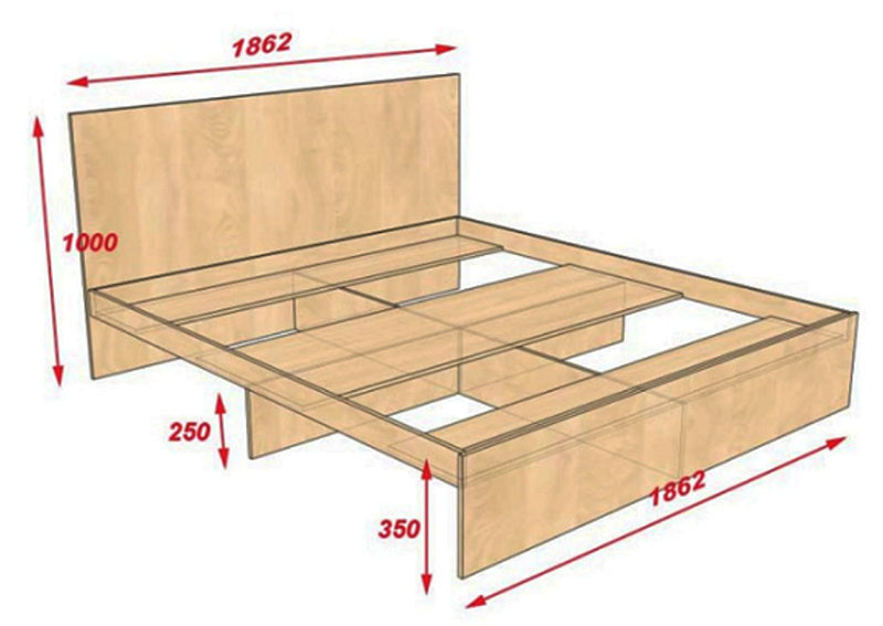 Схема деревянной кровати